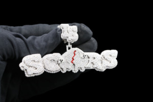 Colgantes de dijes personalizados Ice Legacy con diseño de águila, diente de tiburón, ojo de araña y diamante helado - Acero inoxidable, plata tibetana, estilo Hip Hop, unisex - Product Image 1