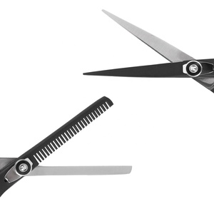 Ciseaux de coiffure professionnels en acier inoxydable pour salon, ensemble de ciseaux à effiler pour droitiers, lame à pointe arrondie, logo personnalisable, pour cheveux - Product Image 5
