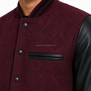 Blouson universitaire pour homme, blouson de baseball personnalisé, blouson bomber universitaire en gros pour homme, avec manches en cuir et broderie de patch - Product Image 5
