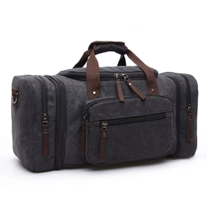 Canvas <b>Overnight</b> Compartment Travel Weekender for Men and Women Genuine <b>Leather</b> Canvas Carry on With Shoes Garments Duffel <b>Bags</b> - Product Image 3