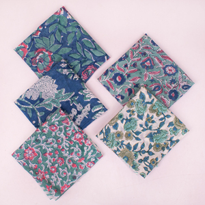 Handmade Floral Block Printed Cotton Multi-Colour Bandana Eco-Friendly Breathable <b>Tie</b> <b>Back</b> Head Wrap Stylish Unisex Square Scarf - Product Image 2