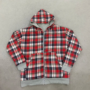 Sweat-shirt à capuche gris surdimensionné pour homme, style décontracté, doublure en polaire à carreaux - Product Image 6