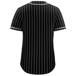 Camiseta de Béisbol Sublimada Personalizada para Hombre, Negra con Rayas Blancas, de Malla, con Botones, Manga Corta, Absorbente de Humedad, Ropa Deportiva - Product Image 2