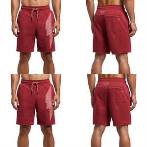 Pantalones Cortos de Felpa Francesa con Lavado Ácido de Alta Calidad a Precio de Mayoreo, con Estampado en Relieve y Bordado para Hombre - Product Image 3