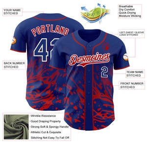 Nouvelle arrivée, maillot de baseball bleu et rouge, boutons intégrés, 160 GSM polyester, couleurs personnalisées, tailles XS-7XL, sublimation, broderie, chemise de sport - Product Image 3