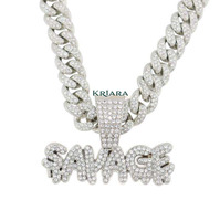 Pendentif Lettre Unisexe en Argent 925 Plaqué Or 18K et Or Rose avec Moissanite, Style Hip-Hop, Idéal au Quotidien