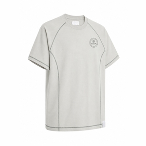 T-shirt à manches courtes pour homme, panneau contrastant aux épaules, design uni, écologique, mode urbaine, haute qualité, 100% coton - Product Image 4