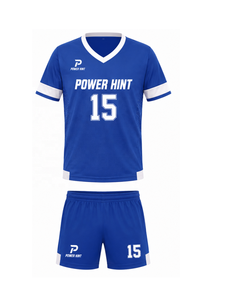 Ensemble de maillots de football pour adultes personnalisés avec nom de marque, respirant, manches courtes, anti-UV, séchage rapide, col en V, tenue d'équipe de football - Product Image 2
