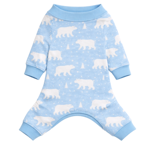 Pijama para perros con estampado de oso polar nevado, ropa de dormir suave y elástica para mascotas, ropa de dormir cómoda y transpirable para todas las estaciones, para uso en interiores - Product Image 4