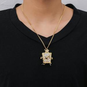 Collar con Colgante 3D de Dibujos Animados, Estilo Hip Hop, Moderno y Lindo, en Oro de 14K con Diamantes, Regalo para Fiestas - Product Image 3