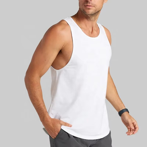 Men's Lightweight Casual Gym Tank <b>Tops</b> Custom Logo 100% Cotton Breathable Workout Fitness <b>Top</b> Soft <b>White</b> Plain Blank Sport - Product Image 2