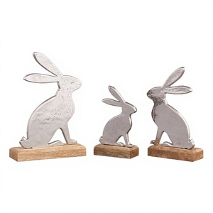 Meilleures ventes : Mini sculpture de lapin en métal moderne, motif animal mignon, pour décoration de Noël et de Pâques, utilisation sur table à la maison et pour Pâques - Product Image 1