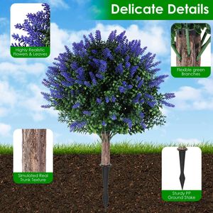 2 Confezioni di Alberi Artificiali a Sfera Topiaria Resistenti ai Raggi UV, Arbusti Sempreverdi, Piante Finte con Picchetto da Terra, Eleganti Elementi Decorativi per Esterni - Product Image 3