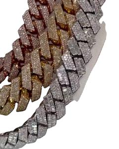 Colliers cubains de luxe de haute qualité Miami Moissanite clouté plaqué or rose chaîne Hip Hop 16-24 pouces unisexe direct - Product Image 1