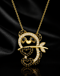 Collier pendentif Panda en zircone cubique, chaîne à maillons plaquée or, bijoux en argent sterling 925 pour occasions décontractées et anniversaires - Product Image 5