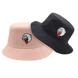 Chapeau Bob Noir avec Broderie Fantôme sur le Panneau Avant, Unisexe, Style Casual Printemps-Été, Taille Adulte 56-58CM, Matière Toile - Product Image 5