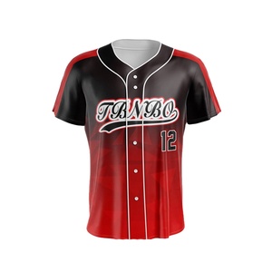 Camiseta de Béisbol Personalizada de Secado Rápido, Transpirable, Antibacteriana, Talla Grande, Negra y Roja, con Número y Logotipo del Equipo Personalizados - Product Image 2