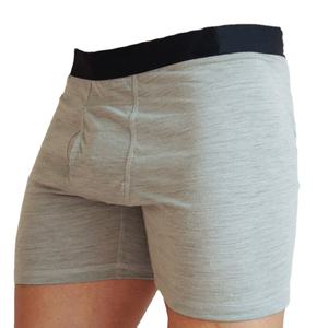 Men's Gray Mid-Rise <b>Boxer</b> Briefs Spandex/<b>Polyester</b> Knitted Breathable Eco-Friendly Solid Color Underwear - Product Image 1