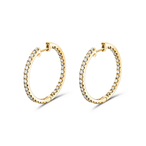 Aros Clásicos de Plata 925 con Cristales Redondos de Circonita, Engastados en Canal, Chapados en Rodio, para Mujer, Uso Diario - Product Image 2