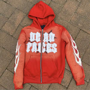 Sudadera con capucha vintage Nesta Sports OEM con apliques bordados desgastados, de felpa francesa de 500 g/m², lavado ácido, efecto descolorido por el sol, con cremallera. - Product Image 3