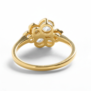 Bague de fiançailles élégante en or massif 14K/18K avec diamant de laboratoire rond serti clos et moissanite, bague de mariage - Product Image 5