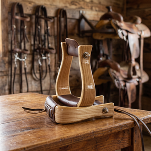 Estribos de Montar a Caballo de Madera Hechos a Mano de Lujo, Estribos de Seguridad Occidentales Cubiertos de Cuero, Venta al por Mayor de Fábrica OEM ODM - Product Image 4