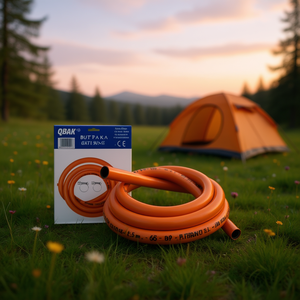 Kit tubo gas butano QBAK 1,5 m arancione per fornelli da campeggio - Product Image 3