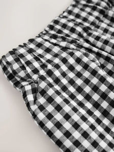 Conjunto de 2 Piezas para Mujer, Camiseta Blanca con Estampado de Bolitas de Poliéster, Pantalones Cortos a Cuadros Negros, Estilo Casual, Transpirable, Tejido de Punto, para Primavera/Verano - Product Image 5