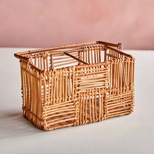 Panier porte-couverts en rotin avec poignée découpée, excellent choix pour le rangement des couverts - Product Image 3