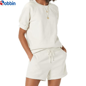 Ensemble de survêtement 2 pièces pour femme, style Hip Hop, avec logo personnalisé, pour l'été, manches courtes, 100% coton, séchage rapide, écologique, pour la gym et le fitness - Product Image 5