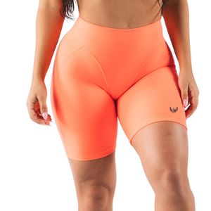 Womens Coral Orange Gymwear <b>Shorts</b> High Waist Soft Stretch Workout Fitness Yoga Training Performance Wear - Product Image 1
