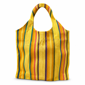 Recycled Nylon Fabric <b>Travel</b> Bag Colorful Striped Zipper <b>Tote</b> Handbag Reusable Lightweight Shopping Carry Bag - Product Image 4