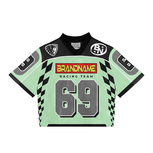 Custom Low MOQ Sublimation Printing for <b>Men's</b> Oversize Cropped Boxy Fit Hip Hop Football Mesh Jersey Short Sleeve - Product Image 3
