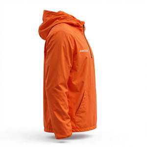 Veste coupe-vent à capuche pour homme, couleur personnalisée, fermeture éclair quart de tour, décontractée, printemps, avec poche avant, en polyester léger - Product Image 3