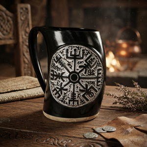 Chope à bière artisanale écologique en corne de buffle véritable, forme naturelle, polie, cadeau d'affaires personnalisé, style nordique - Product Image 1