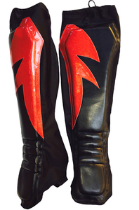 Protège-tibias et protège-pieds noirs et rouges pour le taekwondo, le kick-boxing, le MMA et les arts martiaux équestres / Mousse de protection pour tibias MMA - Product Image 3