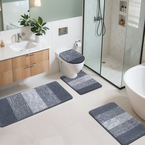 Tapis de salle de bain doux et absorbants en microfibre, tapis de bain et tapis de sol en forme de U pour la zone des toilettes - Product Image 2