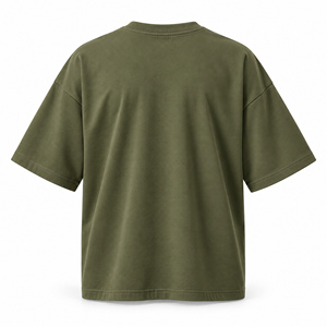 <b>Men's</b> Oversized O-Neck T-Shirt Solid Olive <b>Green</b> Short Sleeve Tee Blank Casual Knitted <b>Top</b> - Product Image 2