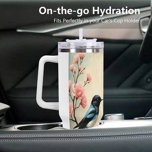 Bouteille isotherme personnalisée 40 oz en acier inoxydable avec motif oiseau et fleur pour usage extérieur - Product Image 3