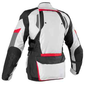 Chaqueta de Motocicleta Unisex de Manga Larga, Impermeable y Cortavientos, con Bloques de Color Gris, Negro y Rojo, Ropa de Carreras Textil, Armadura CE, Transpirable - Product Image 2