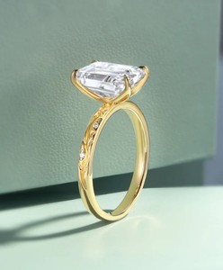 <b>Emerald</b> Cut Moissanite Bridal <b>Ring</b> in <b>Silver</b> Elegant Handmade Engagement <b>Ring</b> Luxury Gold Plated Anniversary Wedding Jewelry - Product Image 2