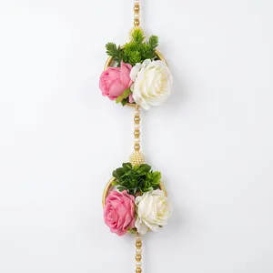 Guirlande de fleurs en plastique écologiques faites à la main avec perles pour porte, fenêtre, balcon, mur, décoration festive, mariage, maison, réutilisable - Product Image 2
