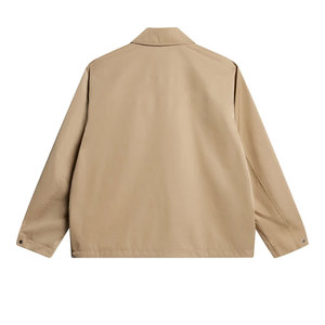 Men's Beige <b>Canvas</b> Shirt Jacket Turn-down Collar Regular Fit Workwear Style Solid Color Button Closure Autumn Wear - Product Image 6