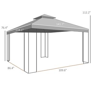 Gazebo da Giardino 10x12 Marrone con Doppio Tetto e Scaffali Angolari, Riparo Impermeabile in Acciaio per Esterni, Ideale per Villa, Cortile, Parco, Centro Commerciale - Product Image 3