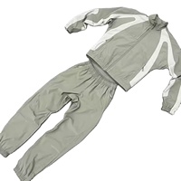 Ensemble de survêtement homme léger 100% coton avec veste zippée et pantalon, coupe épaules tombantes, coupe-vent, design logo personnalisé, effet délavé, pour l'hiver et la maternité
