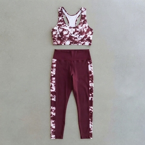 Conjunto de yoga de 2 piezas para mujer, ropa deportiva de gimnasio, trajes de entrenamiento, conjunto de yoga acampanado con espalda fruncida, venta al por mayor - Product Image 6