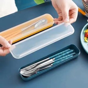 Ensemble de couverts de voyage en acier inoxydable 3 pièces avec cuillère, fourchette et baguettes, réutilisables, portables, pour les voyages, le bureau et le camping - Product Image 3