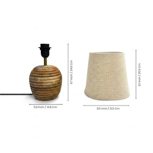 Modern Wooden <b>Table</b> Lamp with Beige Linen Shade Round <b>Minimalist</b> Design Handmade Decorative Light for Bedroom Nightstand - Product Image 5