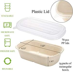 Contenedores de comida para fideos resistentes, impermeables, ecológicos y compostables, con tapa de PP, de 23 onzas, tipo clamshell, desechables, de bagazo. - Product Image 6