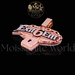 Collar de Plata de Ley 925 con Moissanita, Bañado en Oro Rosa, VVS D GRA, con Dijes de Medalla, Certificado por Terceros, 16 Pulgadas, Joyería Fina, Estilo Hip Hop - Product Image 4
